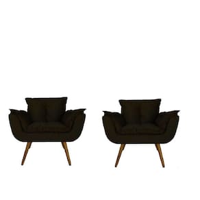 Combo 2 Poltronas Decorativa Estofada Para Sala Comercial Opala Suede Marrom - LM DECOR