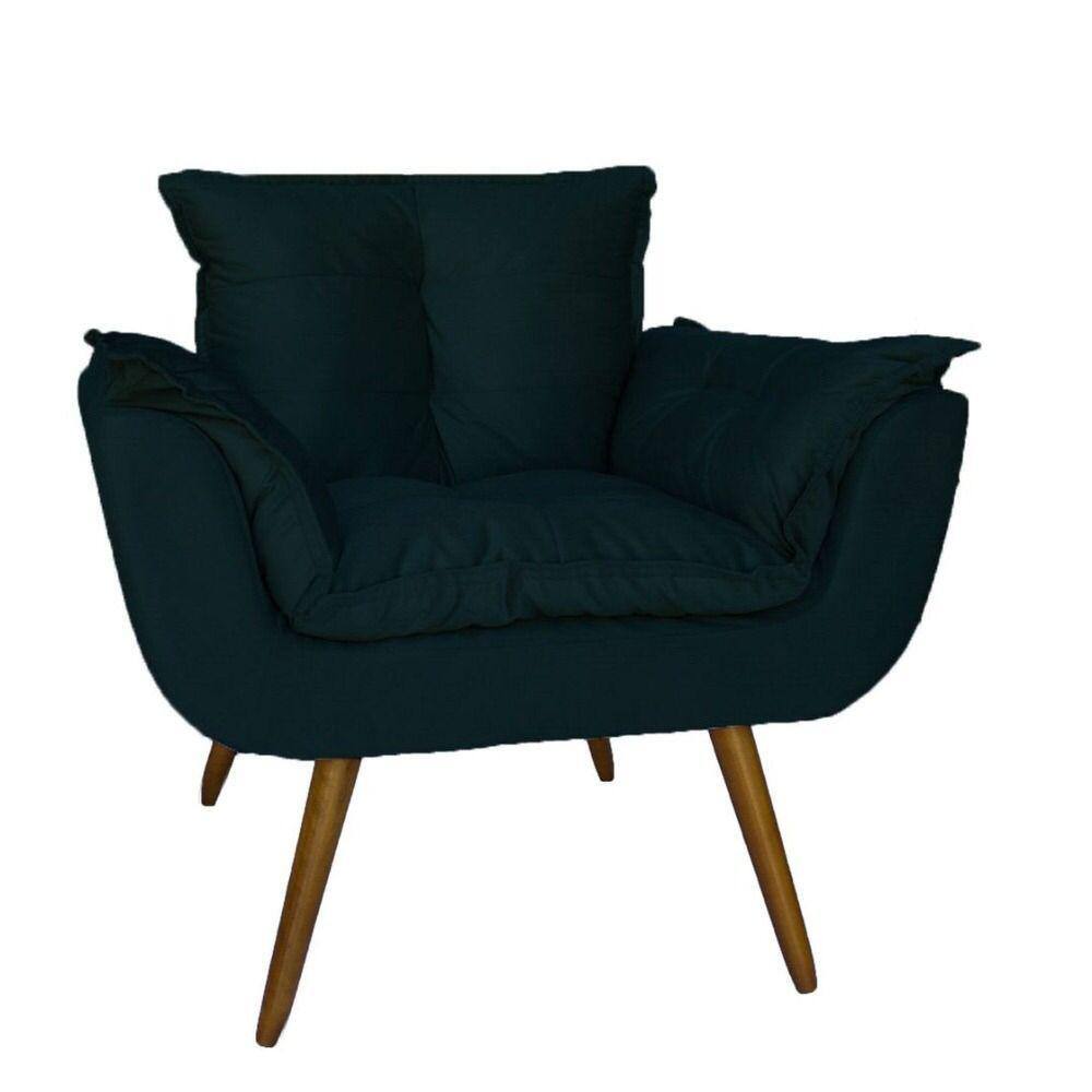 Poltrona Decorativa Estofada Para Consultório Opala Suede Azul Marinho - LM DECOR