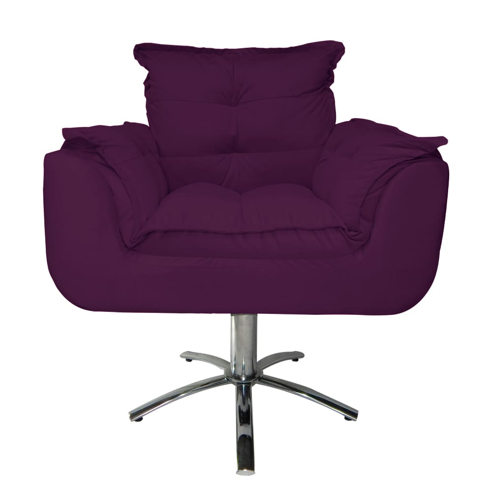 Jogo 2 Poltronas Estofada Consultório Base Giratória de Metal Opala Suede Roxo - LM DECOR