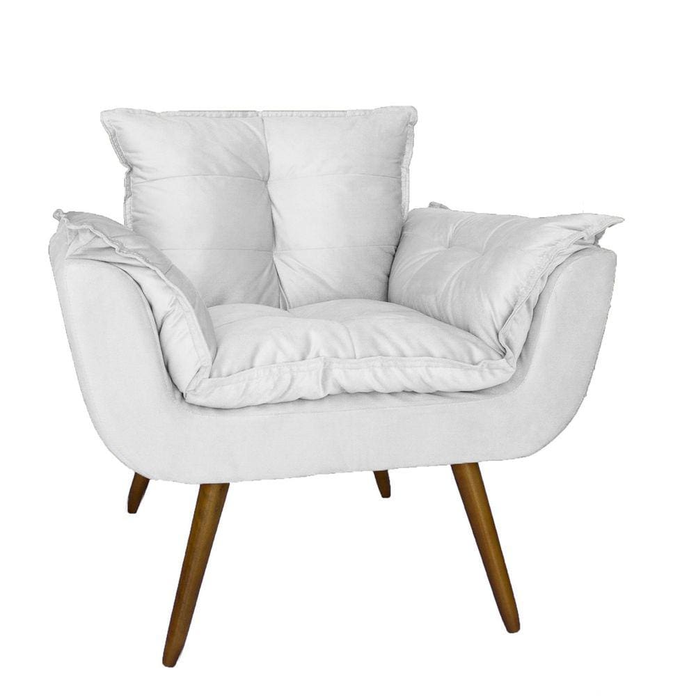 Poltrona Decorativa Para Sala E Recepção Opala Suede Branco - LM DECOR