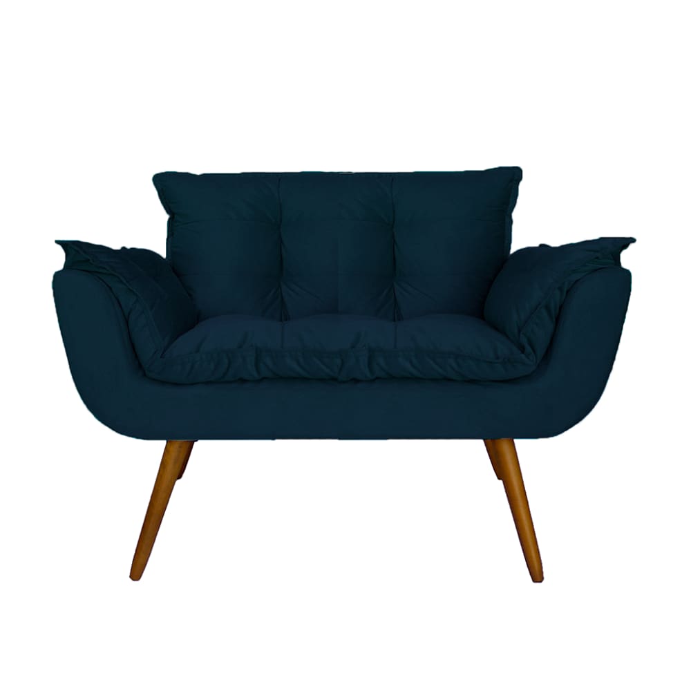 Namoradeira Decorativa Estofada Para Recepção Clínica Opala Suede Azul Marinho - LM DECOR
