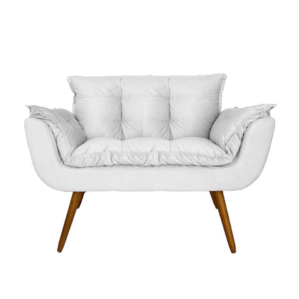 Namoradeira Decorativa Estofada Para Consultório Opala Corano Branco - LM DECOR