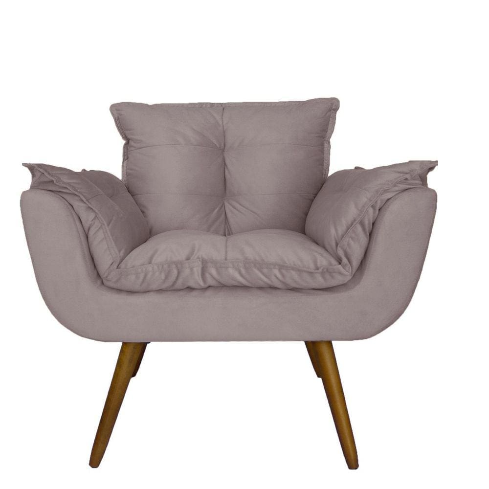 Poltrona Decorativa Para Sala E Recepção Opala Suede Rosê - LM DECOR