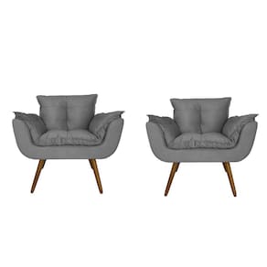 Combo 2 Poltronas Decorativa Estofada Para Sala Comercial Opala Suede Cinza - LM DECOR