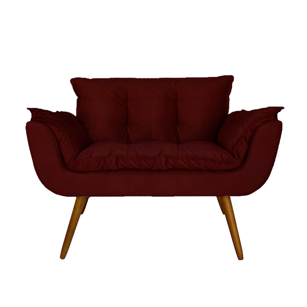 Namoradeira Decorativa Estofada Para Salão de Beleza Opala Suede Vermelho Bordo - LM DECOR