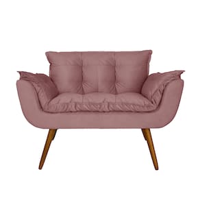 Namoradeira Decorativa Estofada Para Recepção Clínica Opala Suede Rosê - LM DECOR