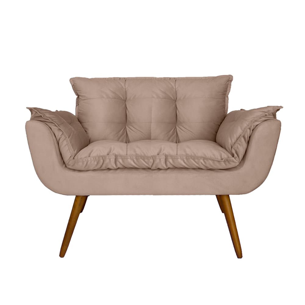 Namoradeira Decorativa Estofada Para Recepção Clínica Opala Suede Bege - LM DECOR