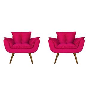 Kit 02 Poltronas Decorativa Sala E Recepção Opala Suede Rosa Pink- LM DECOR