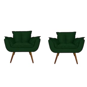 Combo 2 Poltronas Decorativa Estofada Para Sala Comercial Opala Suede Verde - LM DECOR