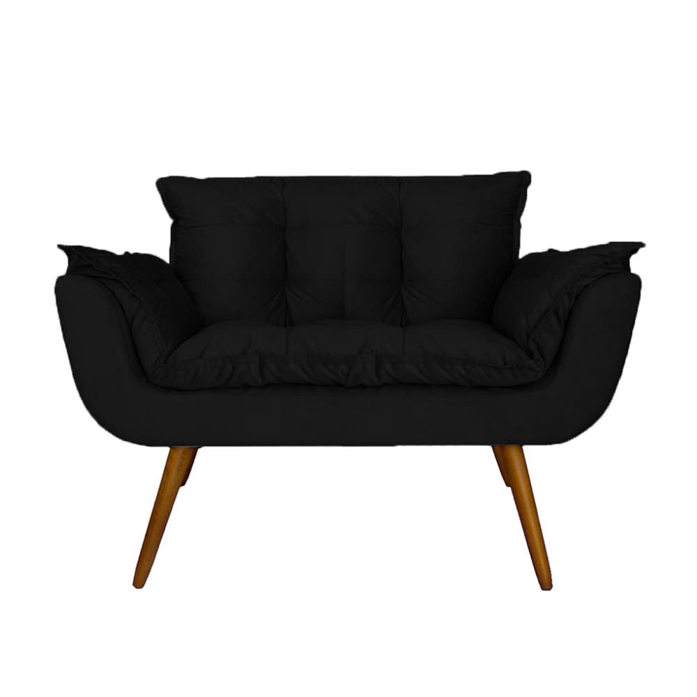 Namoradeira Decorativa Estofada Para Recepção Clínica Opala Suede Preto - LM DECOR