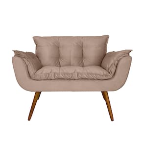 Namoradeira Decorativa Estofada Para Salão de Beleza Opala Suede Bege - LM DECOR
