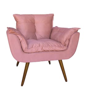 Poltrona Decorativa Para Sala E Recepção Opala Suede Rosa - LM DECOR