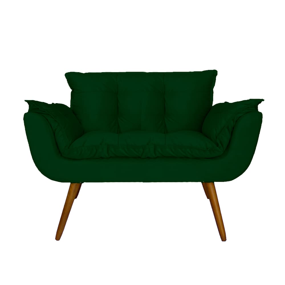 Namoradeira Decorativa Estofada Para Consultório Opala Suede Verde - LM DECOR