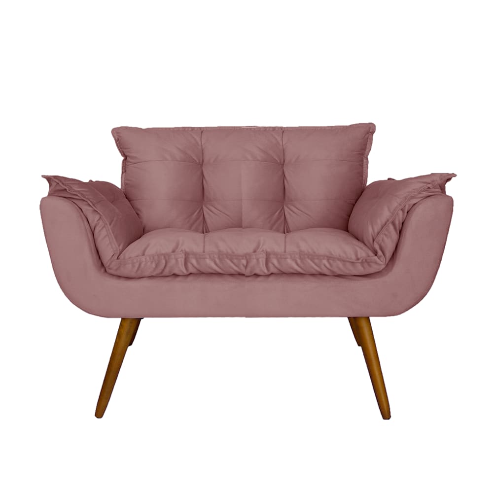 Namoradeira Decorativa Estofada Para Consultório Opala Suede Rosê - LM DECOR