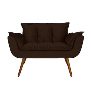 Namoradeira Decorativa Estofada Para Recepção Clínica Opala Suede Marrom - LM DECOR