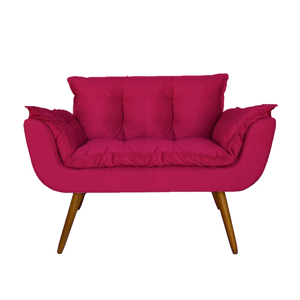 Namoradeira Decorativa Estofada Para Recepção Clínica Opala Suede Rosa Pink - LM DECOR