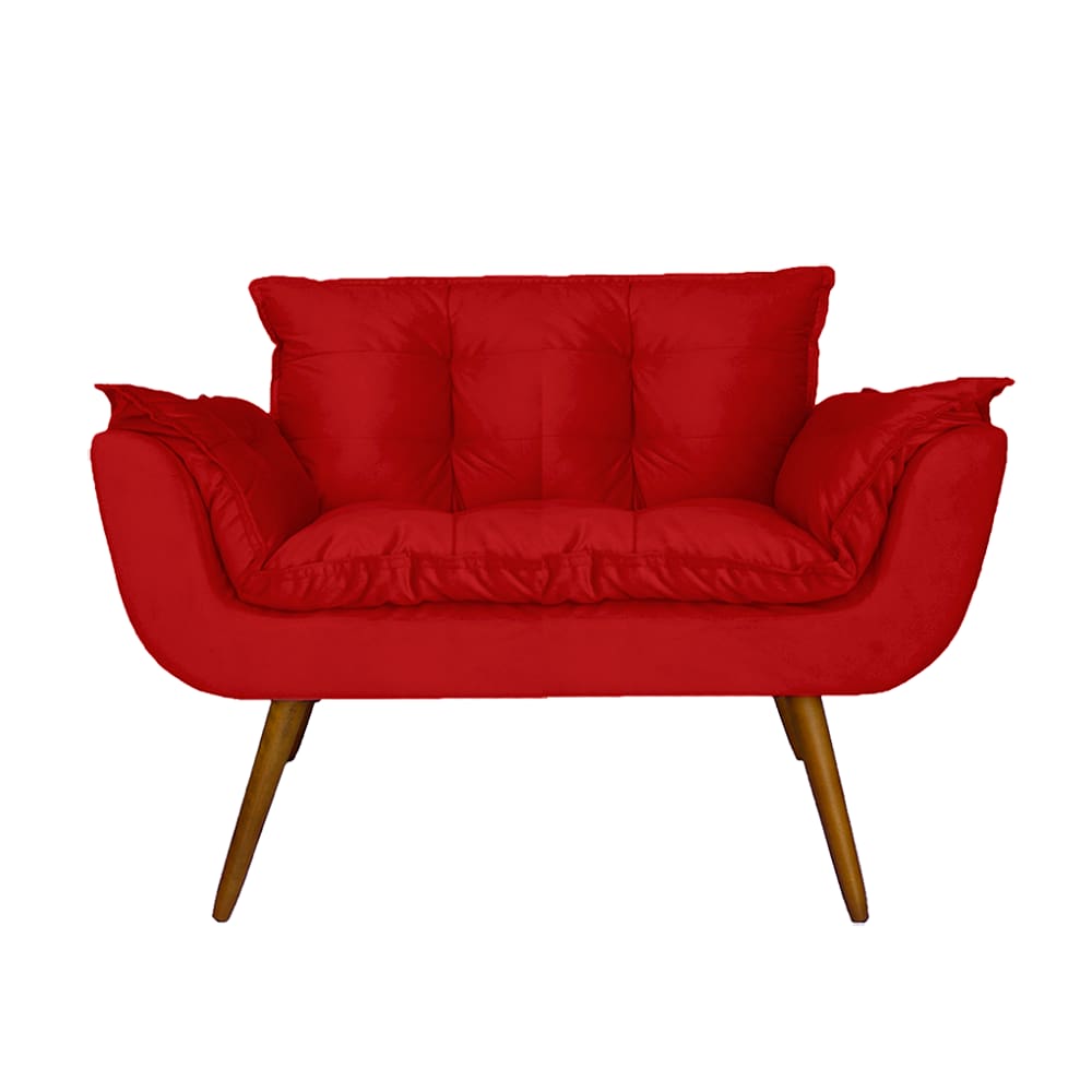 Namoradeira Decorativa Estofada Para Recepção Clínica Opala Suede Vermelho - LM DECOR