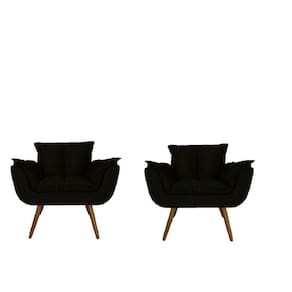 Kit 02 Poltronas Decorativa Sala E Recepção Opala Suede Preto - LM DECOR