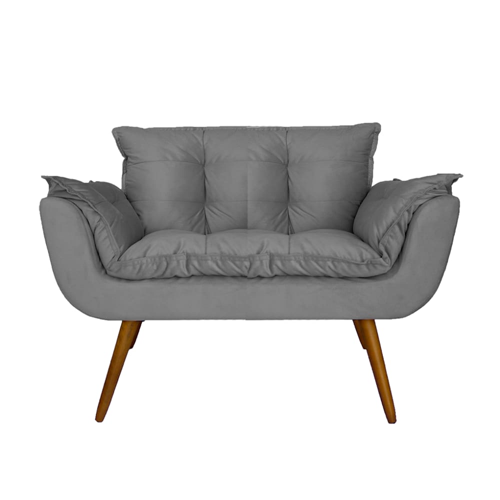 Namoradeira Decorativa Estofada Para Recepção Clínica Opala Suede Cinza - LM DECOR
