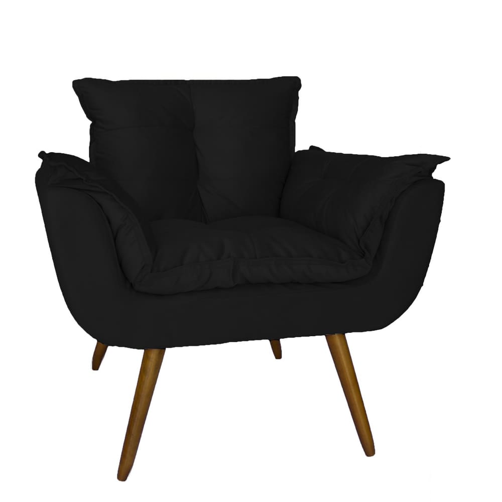 Poltrona Decorativa Para Sala E Recepção Opala Suede Preto - LM DECOR
