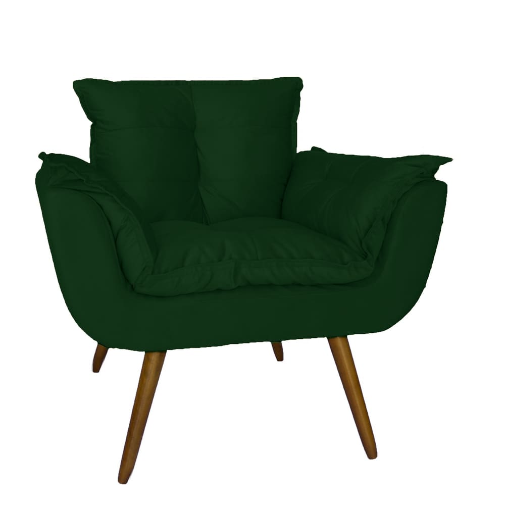Poltrona Decorativa Estofada Para Salão de Beleza Opala Suede Verde - LM DECOR