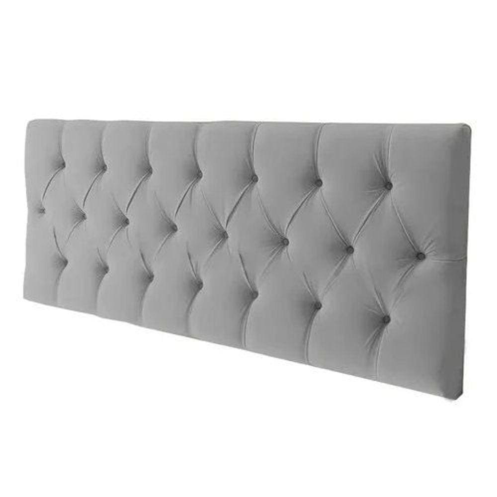 Cabeceira EBox Paris King 1,95m Painel Em Suede Cinza
