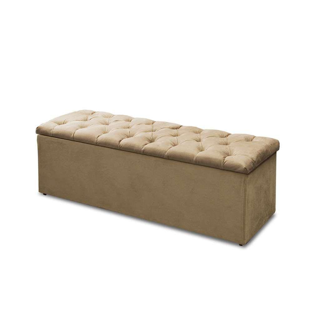 Baú Recamier Casal Suede Bege 47x138x51