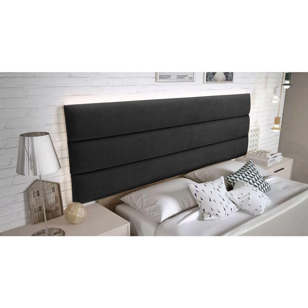 Cabeceira EBox Line Casal 1,40m Painel Em Material Sintético Preto