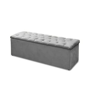 Sapateira Baú Queen Suede Cinza 47x158x51