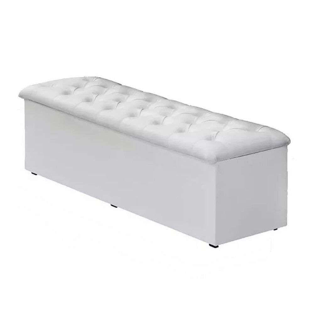 Sapateira Baú Casal Material Sintético Branco 47x138x51