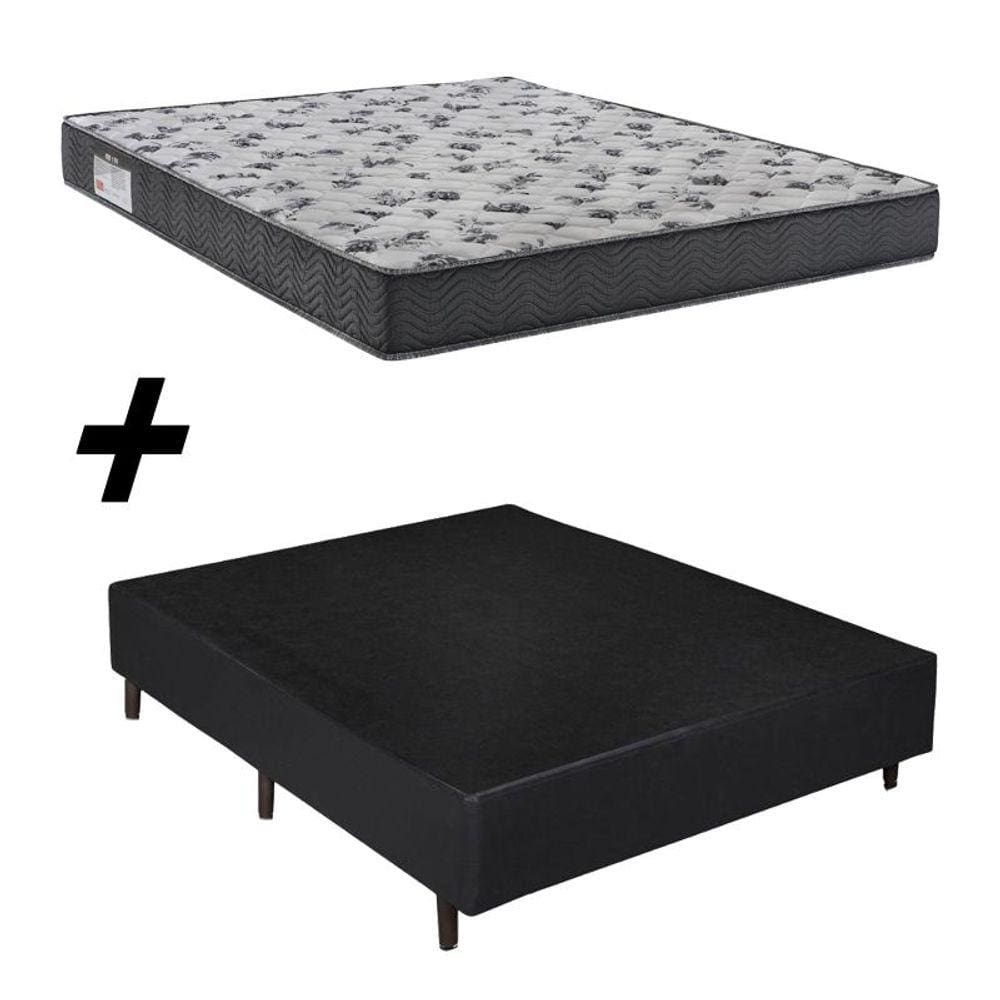 Cama Box Casal + Colchão Ortobom Iso 1.0.0 D33 58x138x188