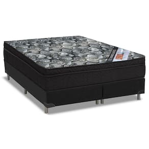 Cama Box Bipartido Casal + Colchão Ortobom Molas Iso Nanolastic Black 65x138x188