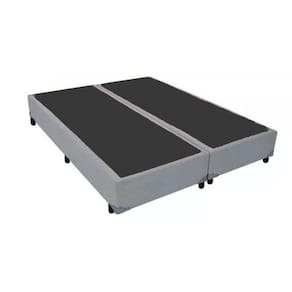 Base Cama Box Bipartido Queen Size Material Sintético Cinza 40x158x198
