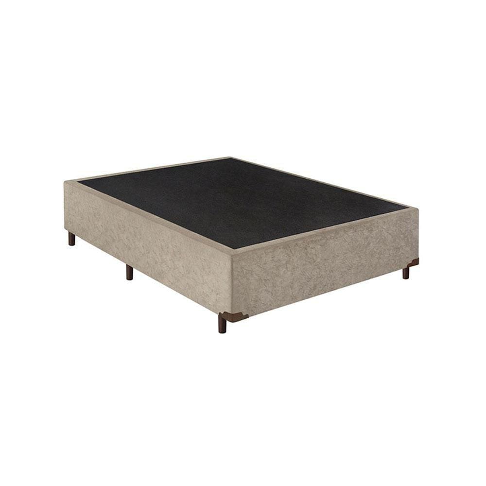 Base Cama Box Casal Suede Bege 40x138x188