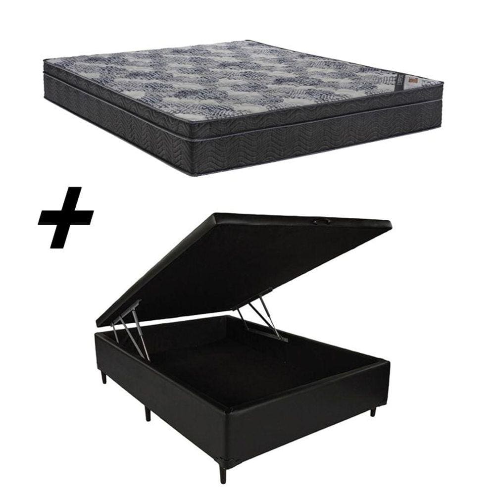 Cama Box Baú Casal + Colchão Ortobom Iso Molas Superpocket Ortopillow 65x138x188
