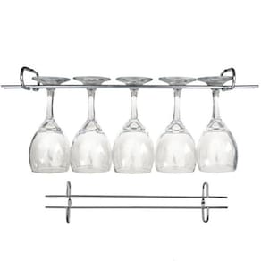 2 Suporte Organizador De Armário Porta Taças Cromado 35cm
