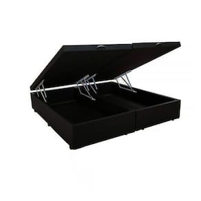 Base Cama Box Baú Blindado Bipartido Queen Suede Preto 43x158x198