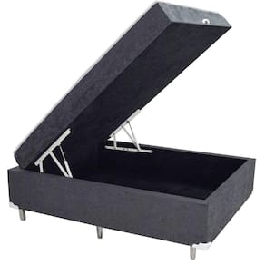 Cama Box Baú Blindado Casal Conjugado Ortopédico Suede Cinza 45x138x188