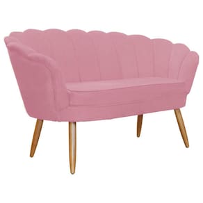 Namoradeira Decorativa Estofada Para Salão de Beleza Pétala Suede Rosa Barbie - LM DECOR