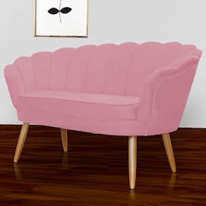 Namoradeira Estofada Decorativa Para Recepção Pétala Suede Rosa Barbie - LM DECOR