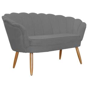Namoradeira Decorativa Estofada Para Salão de Beleza Pétala Suede Cinza - LM DECOR