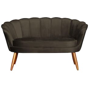 Namoradeira Estofada 2 Lugares Para Sala Comercial Pétala Veludo Marrom - LM DECOR