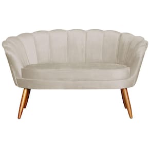 Namoradeira Estofada 2 Lugares Para Sala Comercial Pétala Veludo Bege - LM DECOR