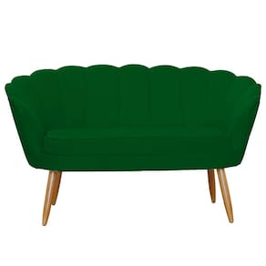 Namoradeira Estofada 2 Lugares Para Sala Comercial Pétala Suede Verde - LM DECOR