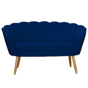 Namoradeira Estofada 2 Lugares Para Sala Comercial Pétala Suede Azul Marinho - LM DECOR
