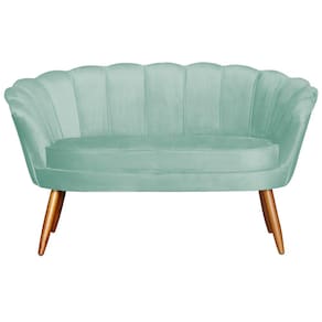 Namoradeira Estofada 2 Lugares Para Sala Comercial Pétala Veludo Verde Chá - LM DECOR