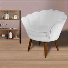 Poltrona Decorativa Estofada Para Salão de Beleza Pétala Suede Branco - LM DECOR