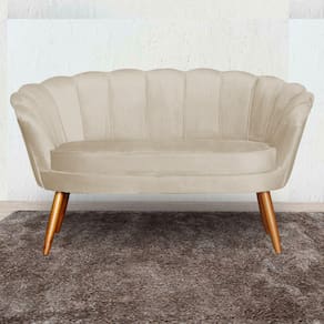 Namoradeira Estofada Decorativa Para Recepção Pétala Veludo Bege - LM DECOR