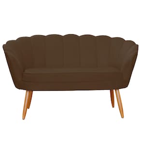 Namoradeira Estofada 2 Lugares Para Sala Comercial Pétala Suede Marrom - LM DECOR