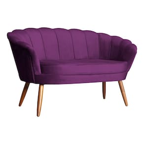 Namoradeira Decorativa Estofada Para Salão de Beleza Pétala Veludo Roxo - LM DECOR